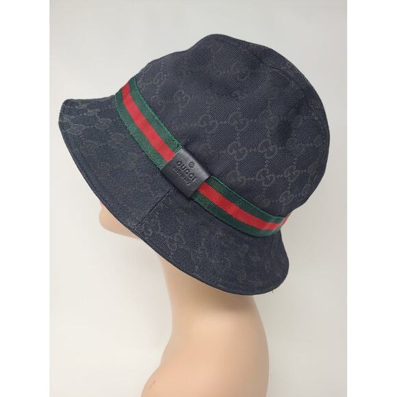 Gucci Black signature GG Monogram print bucket hat L sz - Picture 5 of 9